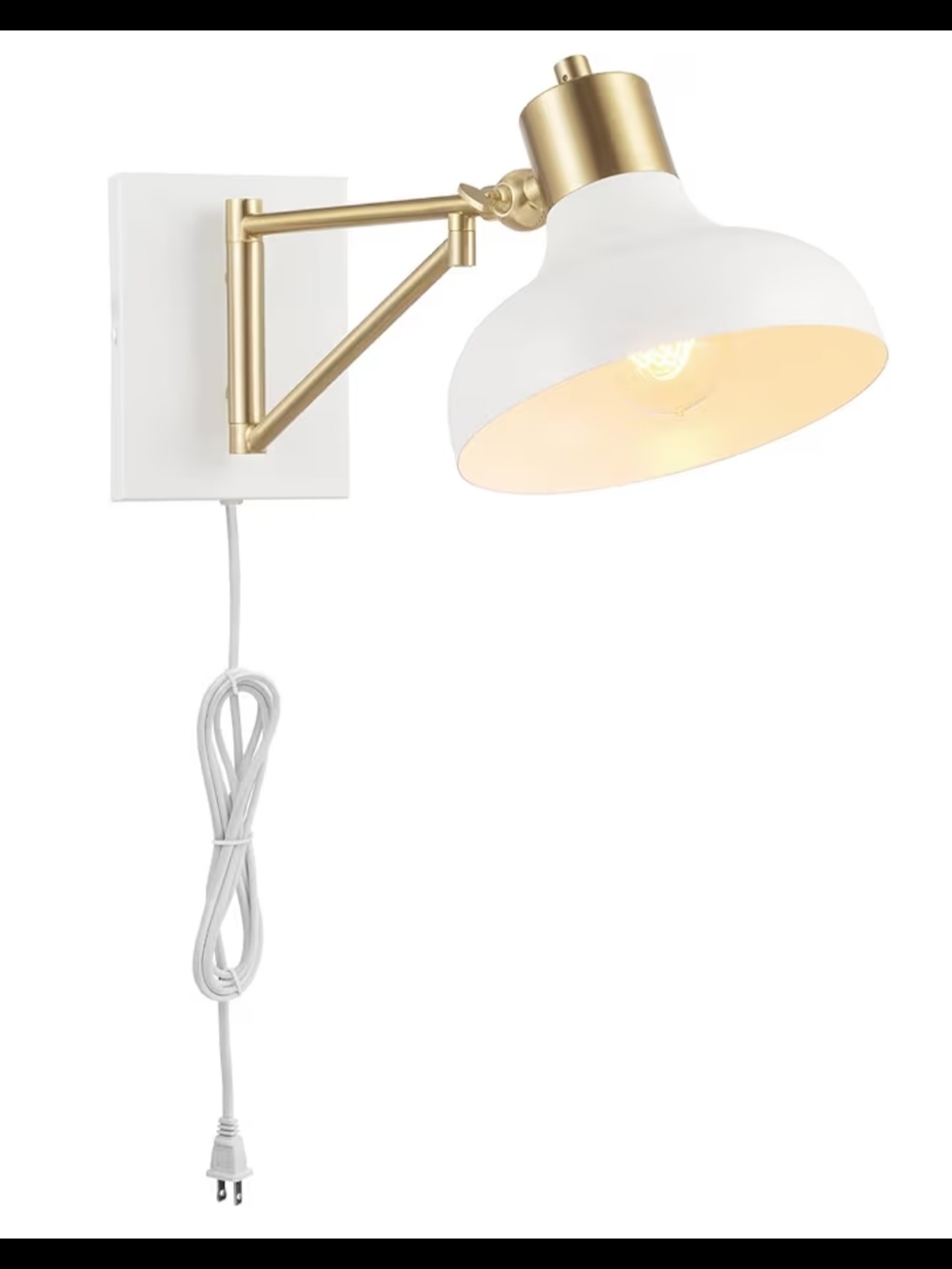 Adjustable Wall Sconce Lamp in White and Gold